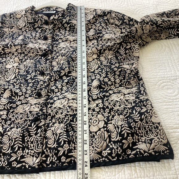 Vintage CHICO’S DESIGN Floral Embroidered Jacquard Jacket Size XL Silk Asian - Picture 10 of 12